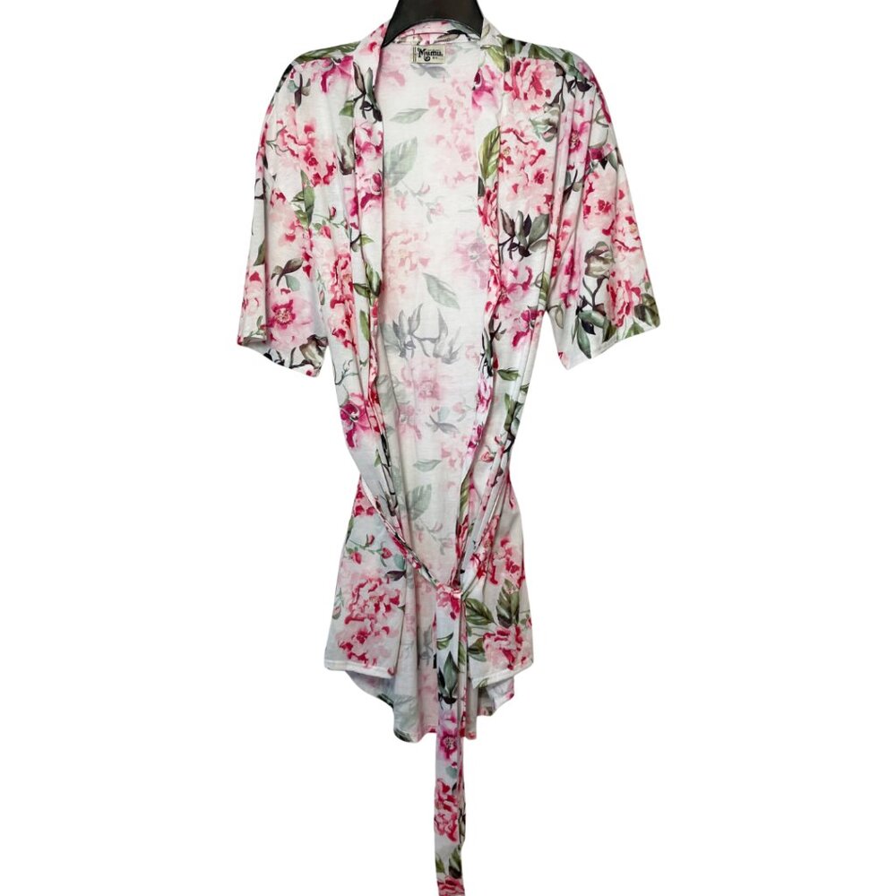 Show Me Your Mumu Brie Pink Floral Robe Bikini Cover Up OS Tie Waist Resortwear